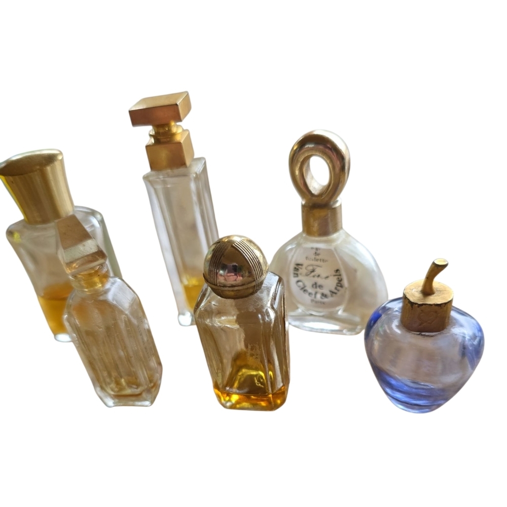 Vintage Mini Gold and Clear Perfume Bottle Collection